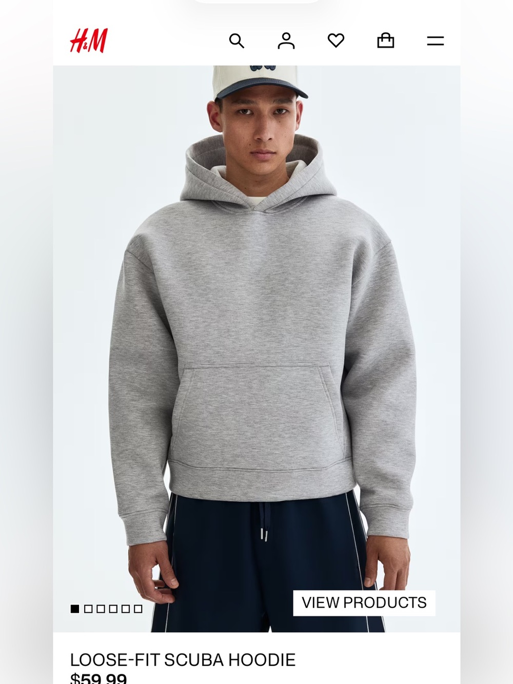 H&M Men's Gray Scuba Hooded Sweatshirt M